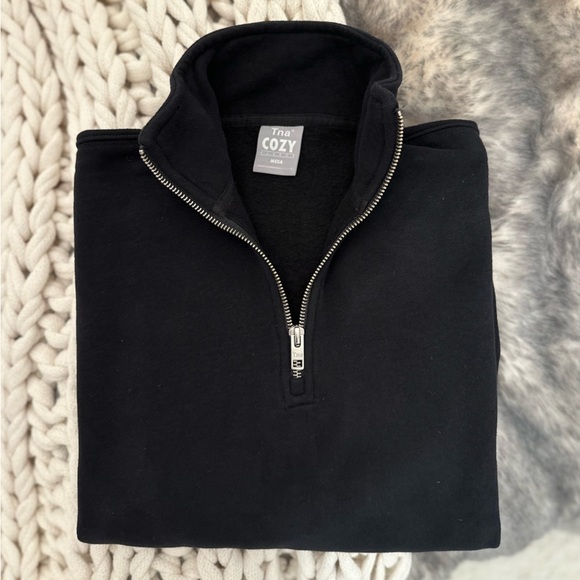 TNA Cozy Fleece Boyfriend 1/4 Zip Sweatshirt NWOT Sz 1 - Picture 3 of 3